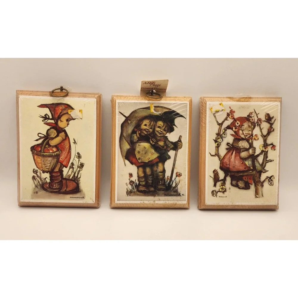 Vintage Evans Retro Wool Plaque‎ Kitschy Kids Wall Art Decor Umbrella Kiss